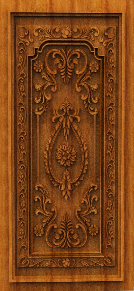 3D DOOR - OAK-55 Elegant Floral Motif Traditional Wood Carving Design